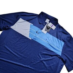 NWT Callaway Opti Dri Mens 2XL Navy Colorblock Performance Stretch Golf Polo SS